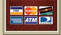We Accept Visa, MasterCard, Discover, American Express, and ATM. We off DirectTV